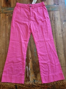 Habitual Womens 8 Hot Pink Pintuck Flared Linen Cotton Blend Pants Boho NWT B7 - Picture 1 of 8