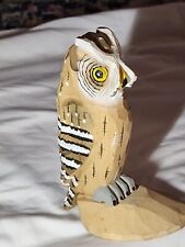 Peepers Eyeglass Holder Wood Hand Carved Owl Figurine Holds Eyeglasses 6.5" Tall