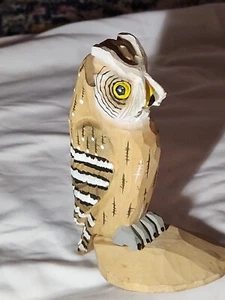 Peepers Eyeglass Holder Wood Hand Carved Owl Figurine Holds Eyeglasses 6.5" Tall - Picture 1 of 13