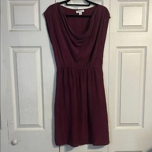 Abito COLDWATER CREEK seta scollo cappuccio pull on vita cinta media 10 12 bordeaux - Foto 1 di 8