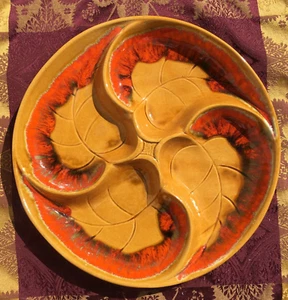 VTG Mid Century Leaf Sectioned Dish Retro Santa Anita Ware USA Divided 13 inch - Imagen 1 de 8