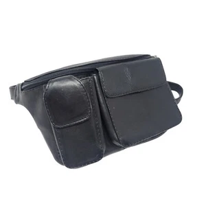 Bolso Cintura Piel Cuero Multibolsillo Cierre Cremallera Negro - Imagen 1 de 10