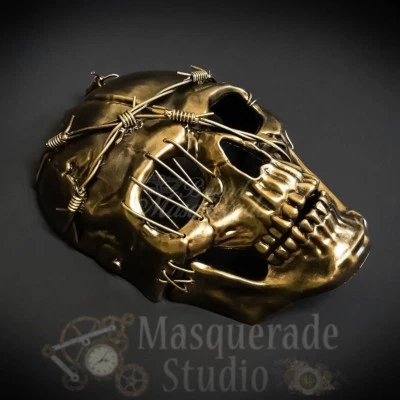 Men's Steampunk Full Face Skull Halloween Costume Masquerade Mask [Gold] - Image 1 of 4