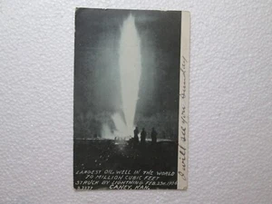 Caney KANSAS Antique RPPC Largest Oil Well Struck By Lightning Real Photo 1906 - Picture 1 of 3