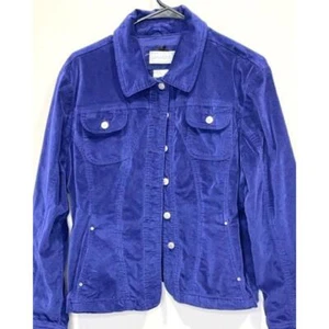 Vintage Live A Little Jacket Womens Petite XL Blue/Purple Velvet Silver Buttons - Picture 1 of 9
