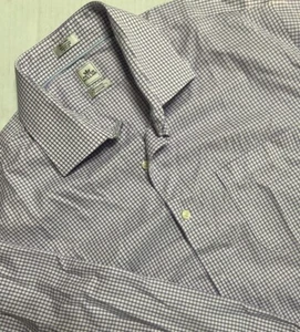 Camisa de Vestir Peter Millar Nanoluxe Fácil Cuidado Púrpura Cuadros Manga Larga 18 Largo - Imagen 1 de 9