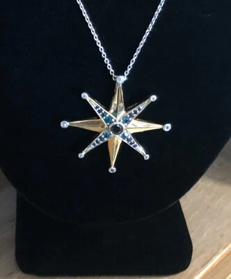 Colgante estrella de piedras preciosas múltiples SS/18K de Valitutti "Diseñadores Unidos" con cadena de 18". Foto 1 de 4