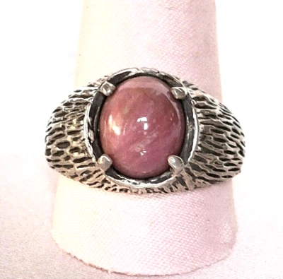 ANILLO HOMBRE PLATA DE LEY 925 Y ÁGATA ROSA TALLA 11 Foto 1 de 4