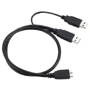 Dual USB 3.0 micro b CABLE y splitter S140U Laptop computer PC Data power cord - Afbeelding 1 van 3