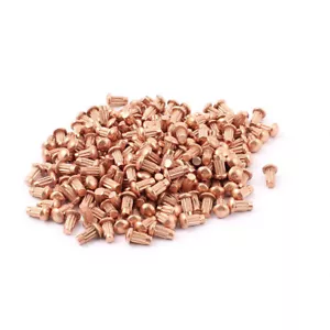 200 Pcs 1/8" x 1/4" Copper Round Head Solid Rivets Knurled - Picture 1 of 1