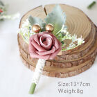 Rose Flower Groom Boutonniere Artificial Wedding Corsage Brooch For Best Man UK