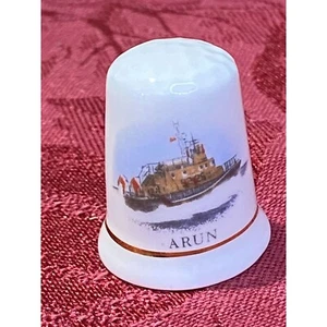 Vtg Royal Navy SS Crown Arun Ship North Lodge Bone China Collectible Thimble Bri - Picture 1 of 9