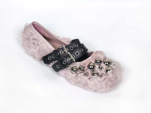 Scarpe ballerine MIU MIU PRE-AUTUNNO 2017 rosa shearling borchie IT39.5/US9 nuove con scatola - Foto 1 di 12