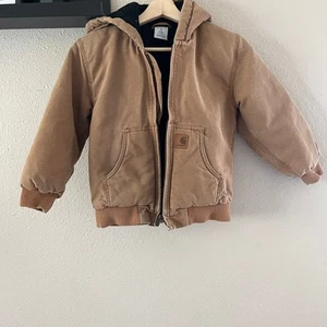 Carhartt Kids Tan Quilted lining hooded coat jacket size Small 7/8 - Picture 1 of 9