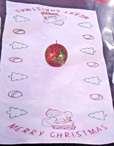 JDNA Christmas Santa Tree Table Runner 657 Stamped Fabric to Embroider 15x42" - Picture 1 of 3