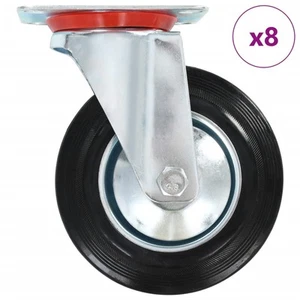 8x Lenkrollen 160mm Transportrollen Laufrollen Möbelrollen Gummirolle vidaXL - Bild 1 von 7