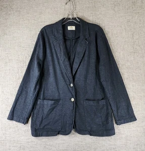 Marine Lagenlook Flora Hanfmischung Blazer Damen M grau Einreiher Freizeit Büro - Bild 1 von 12