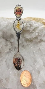 Sn Antonio TX, Collectible Souvenir Spoon/Map of Texas/Golden Boot Charm - Picture 1 of 8