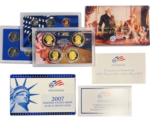 2007 S Clad US Mint Proof Sets Lot of 4 Sets OGP & COA, 14 Coins Pres Proof Set - Picture 1 of 7