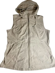 Gilet Eddie Bauer donna grande kaki utility viaggio safari zip tasche escursionismo usato in ottime condizioni - Foto 1 di 3