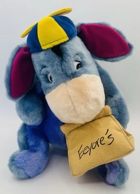 Disney Store Exclusive Eeyore W/Lunch Bag & Hat Plush Stuffed Toy 12" NWOT - Image 1 of 4