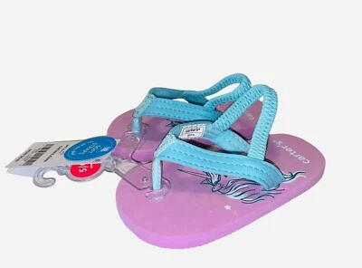 Carter's girls unicorn print flip flop Flip Flo Size 5-6 pink NEW toddler - Image 1 of 4