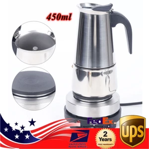Stovetop Espresso Maker 450ml/9cup Italian Coffee Maker Stainless Steel Moka Pot - Picture 1 of 10