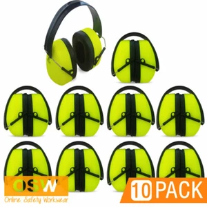 10 X SUPER SAFETY HI VIS EAR PROTECTION WORK EARMUFFS SLC(80) 31dB / NRR 25 dB - Picture 1 of 4