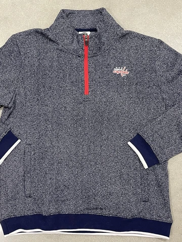 Washington Capitals NHL 1/4 Zip Size LG Sweater Dark Grey/Blue Pullover CLEAN! Cover