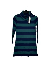 Vineyard Vines Girl's Dress Cowlneck Striped Long Sleeve Blue/Green Large NWT - Picture 1 of 12