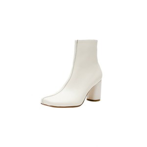 white low heel booties