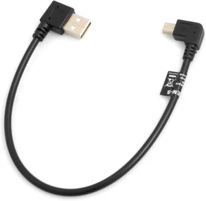 Mini USB 90° Left Angled USB A Male 90° Right Cable Data & Charging Cable 26cm - Picture 1 of 3
