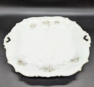 Plato de servir vintage Silesia con mango cuadrado porcelana flor floral 11" - Imagen 1 de 7