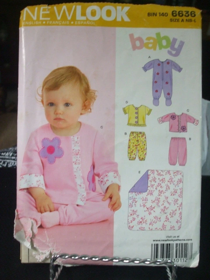 New Look 6636 Baby Romper, Top, Pants & Blanket Pattern - Size NB-L (7-24 lbs) - Image 1 of 1
