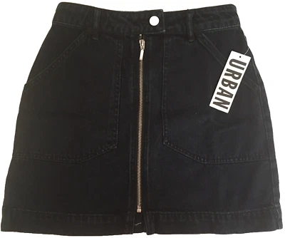 Minifalda vaquera negra BDG Urban Outfitters algodón cremallera completa frontal corta S nueva con etiquetas Foto 1 de 4