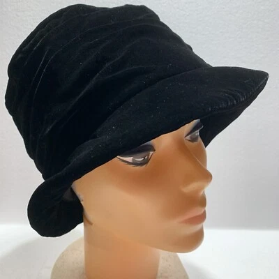 Sombrero cubo negro vintage Liz Claiborne aspecto terciopelo botones satinados Foto 1 de 4