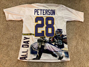 Adrian Peterson #28 White Minnesota Pro Style Football Jersey Artwork Photo Back