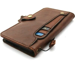 Genuine Dark Leather Case for Samsung Galaxy S21 Ultra ID Wallet Book Luxury Art - Picture 1 of 10