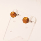 Gorgeous Real Baltic Amber Sphere Stud Earrings 925 Solid Silver #19781