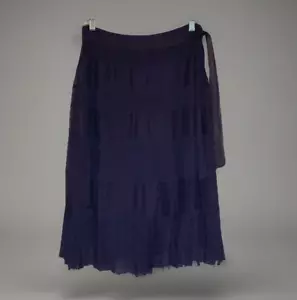 Stufen 100 % Seide Midi Rock Damen 4 lila Whimsigoth durchsichtig Boho Hippie künstlerisch - Bild 1 von 15