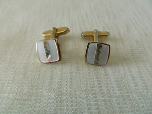 VTG SMARSET Cufflinks Imitation Jewelry MOP Paua Shell Square Shape W. Germany - Picture 1 of 10