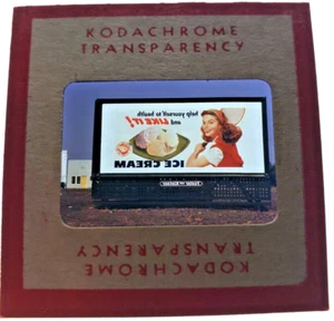 Kodachrome Red Border Slide | *1949* CALIFORNIA DAIRY ICE CREAM Billboard Sign - Picture 1 of 3