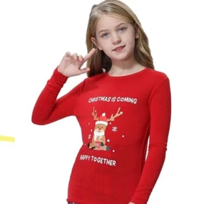 Christmas is Coming Deer Happy Together taglia 11-12 anni PJ Top - Foto 1 di 3