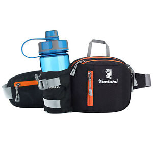 Running Belt Waist Pack with Water Bottle Holder Fitness Waterproof Bum Bag UK