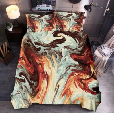 3D Abstract Orange ZHUA993 Bed Pillowcases Quilt Duvet Cover Set Queen King Zoe - Image 1 of 4