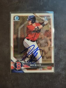 2018 Bowman Chrome Draft Nick Decker 1st RC Rookie Card Signed IP Auto Red Sox