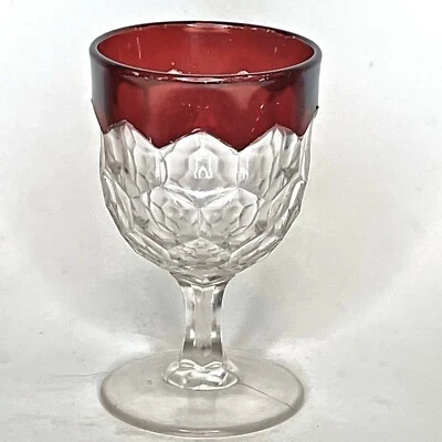 EAPG Ruby Stained Goblet New York Honeycomb - Image 1 of 4