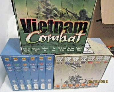 3 War VHS Box Sets Vietnam Combat Victory at Sea WW2 Chronicles 20 Tapes Tested - Image 1 of 2