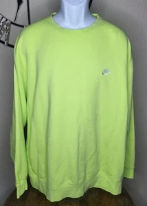 Nike Club Fleece Crew Pullover Sweatshirt Lemon Twist Mens XXL EUC - Picture 1 of 6