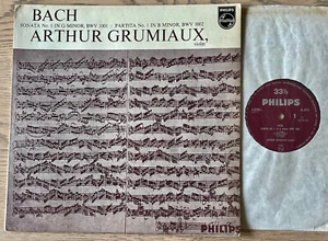 PHILIPS AL 3472 BACH SONATAS/PARTITAS NO. 1 SOLO VIOLIN LP GRUMIAUX (1963) EX UK - Picture 1 of 2